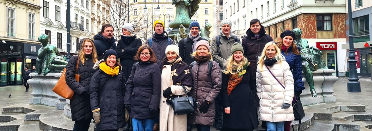 Die slowenische Delegation erkundigt sich zum Thema Straßenraumgestaltung: Wiens Infrastruktur gilt als Best Practice-Beispiel.